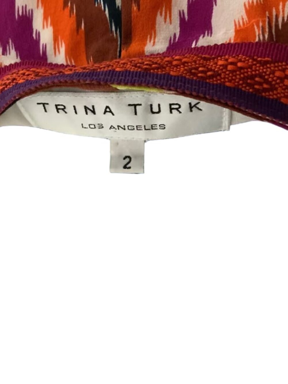 Trina Turk Los Angeles Silk Ikat Print Dress Multicolor Tie Waist Size 2 - Picture 5 of 6